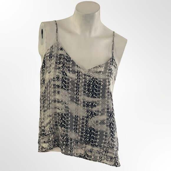 Parker 100% Silk Geometric Aztec Print Tiered Cami Top - Thumbnail 9