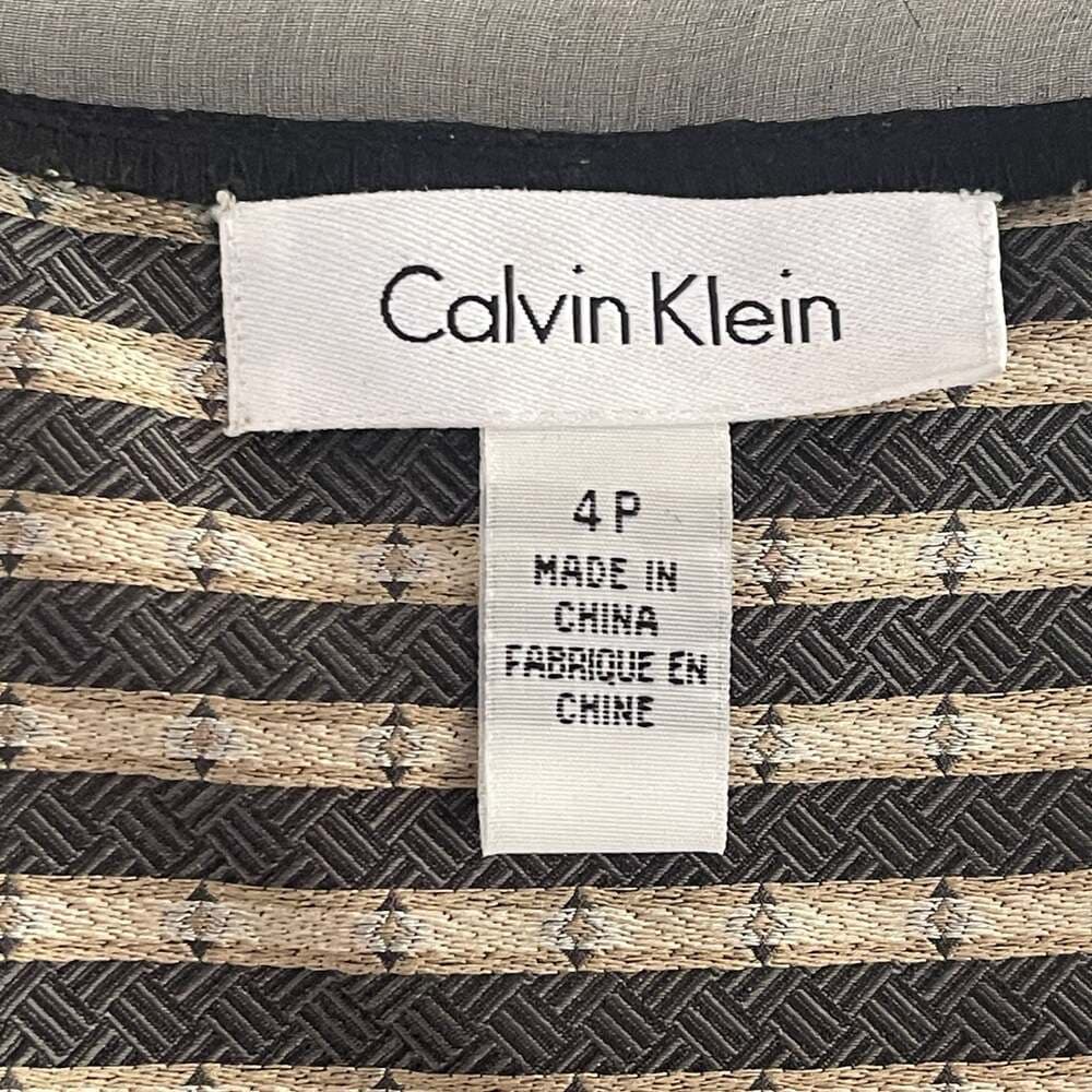 Calvin Klein Petites Black Silk Geometric Print V-Neck Sleeveless Top - Thumbnail 5