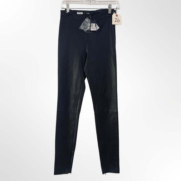 Maje H15SMARTO Black Stretch Leather Leggings - Thumbnail 8