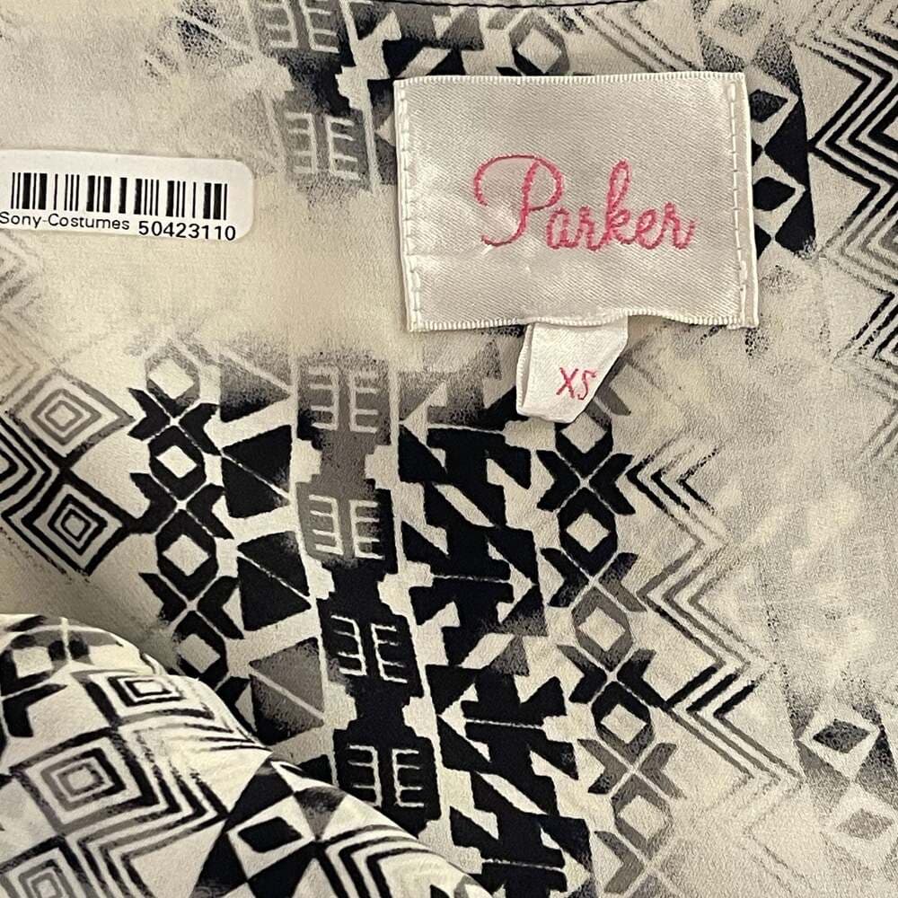 Parker 100% Silk Geometric Aztec Print Tiered Cami Top - Thumbnail 5