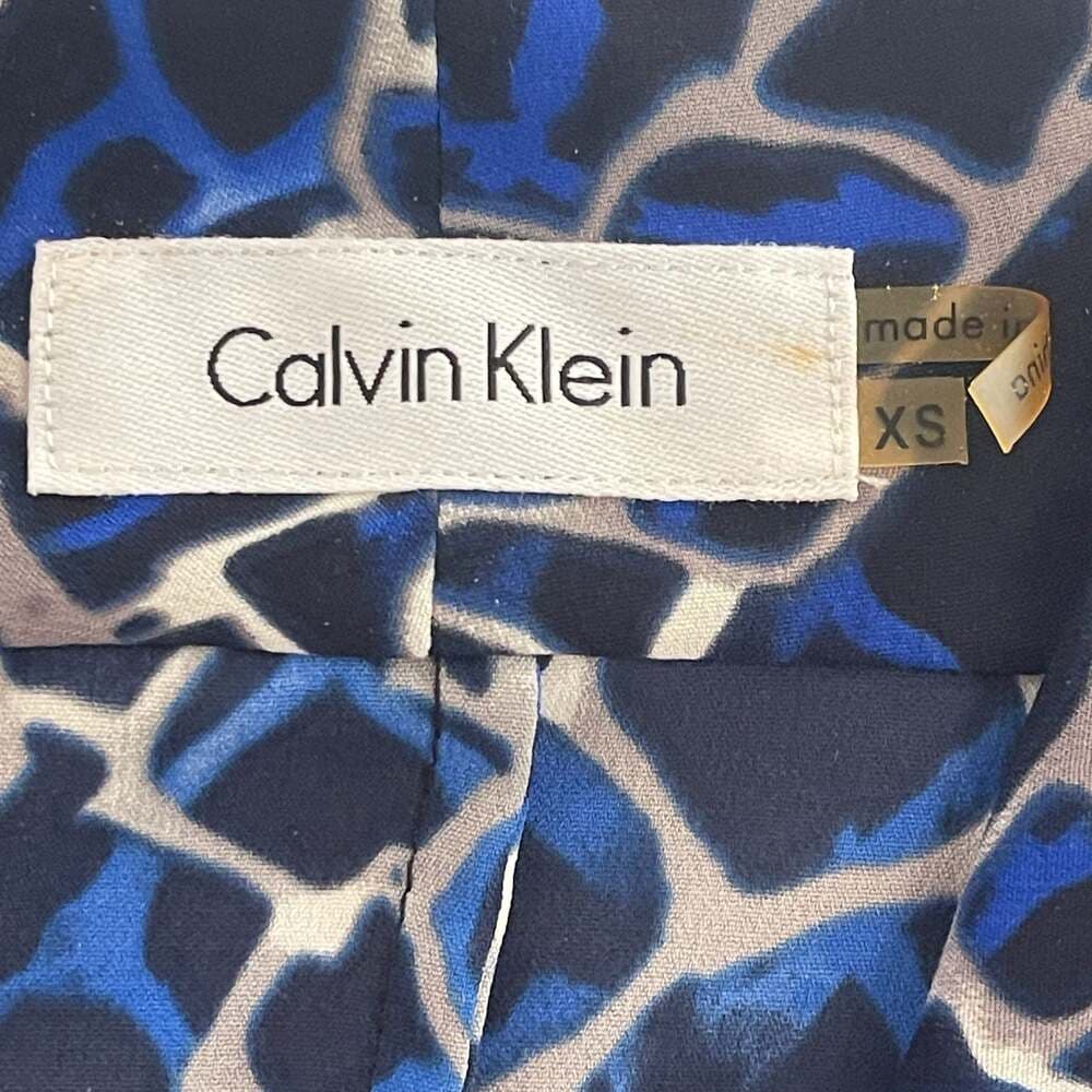 Calvin Klein Blue Giraffe Animal Print Cowl Neck Sleeveless Top - Thumbnail 3