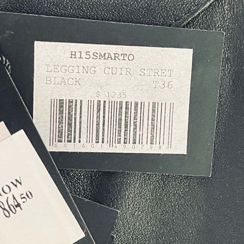 Maje H15SMARTO Black Stretch Leather Leggings - Thumbnail 4