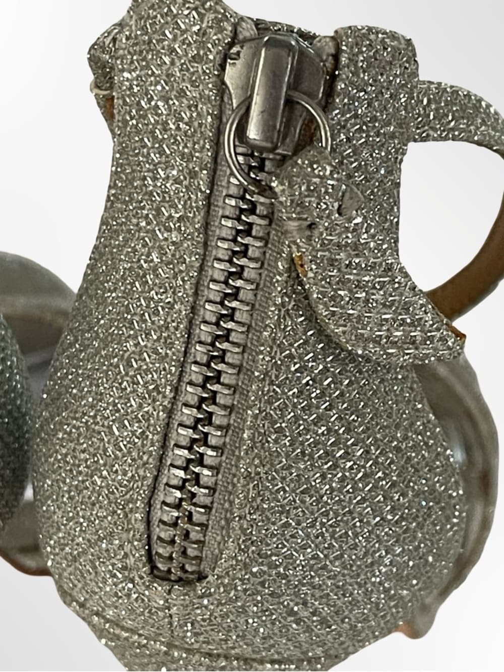 Badgley Mischka Silver Glitter Strappy Heels in size 5 - Thumbnail 3
