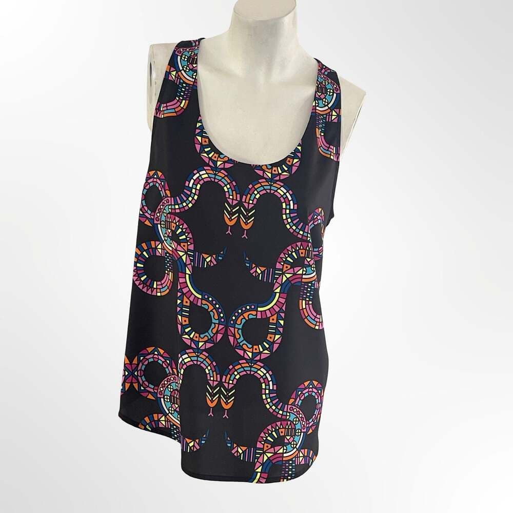 Mara Hoffman Poly CDC Snakes Black Racerback Tank Top - Thumbnail 8