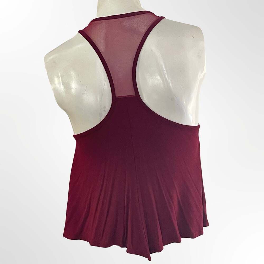 Charlotte Russe Burgundy Embellished Mixed Media Racerback Tank Top - Thumbnail 3
