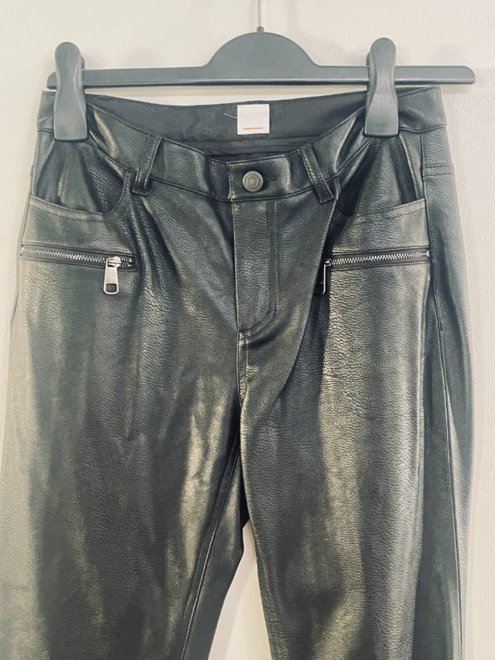 Maje H15SMARTO Black Stretch Leather Leggings - Thumbnail 6