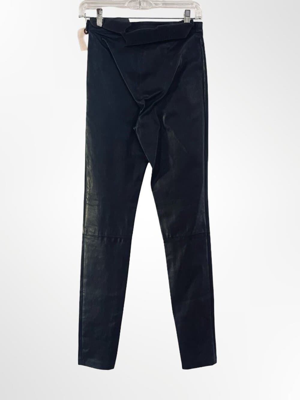 Maje H15SMARTO Black Stretch Leather Leggings - Thumbnail 2