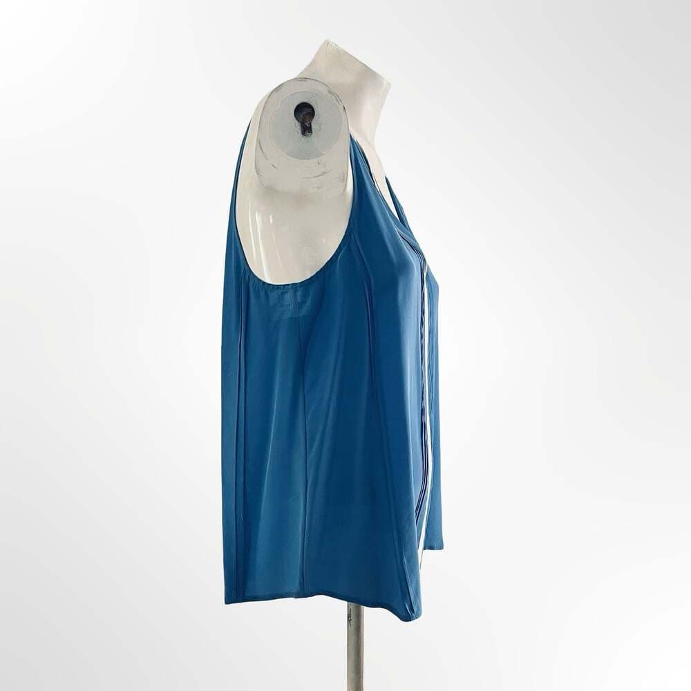 Joie 100% Silk Pleated Halter Tank Top in Teal Blue - Thumbnail 2