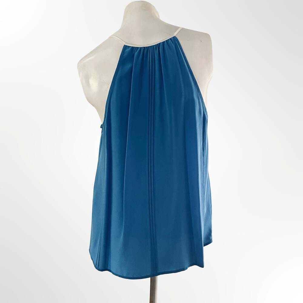 Joie 100% Silk Pleated Halter Tank Top in Teal Blue - Thumbnail 3