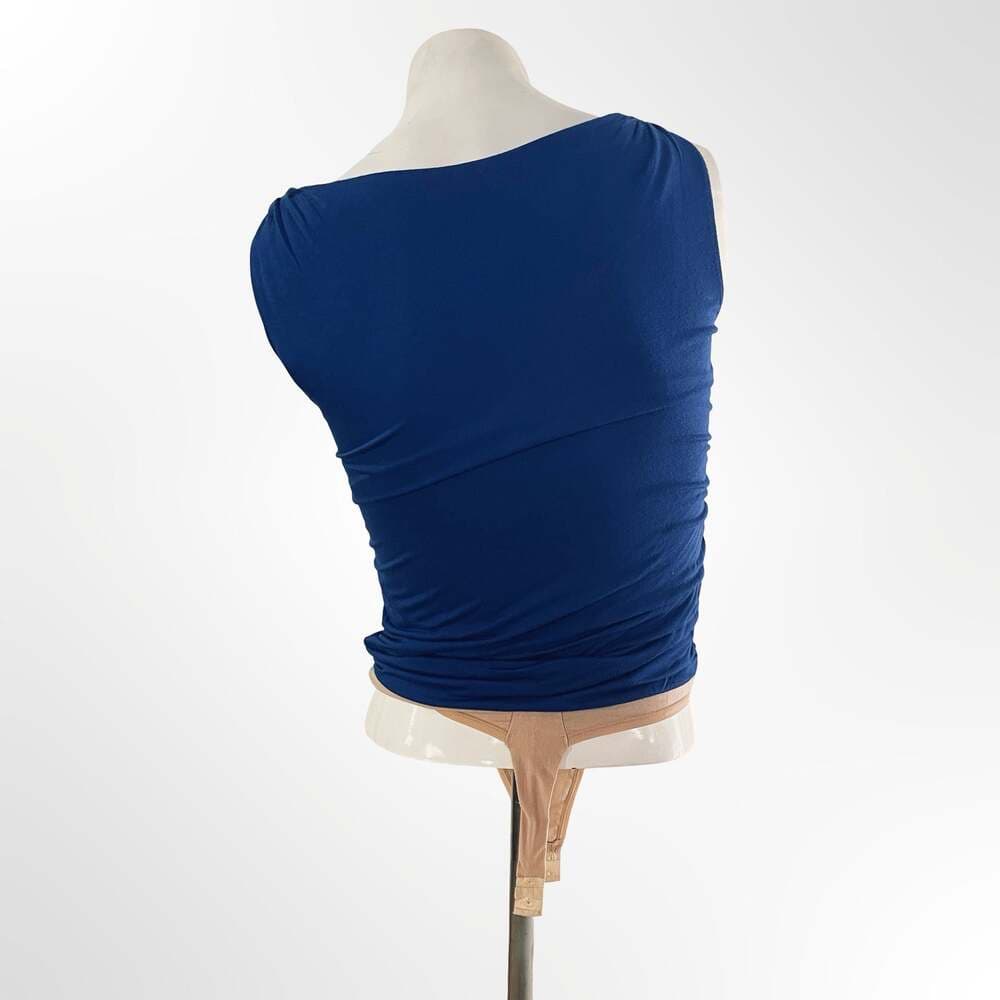 Express Blue Ruched Cowl Neck Sleeveless Bodysuit - Thumbnail 2
