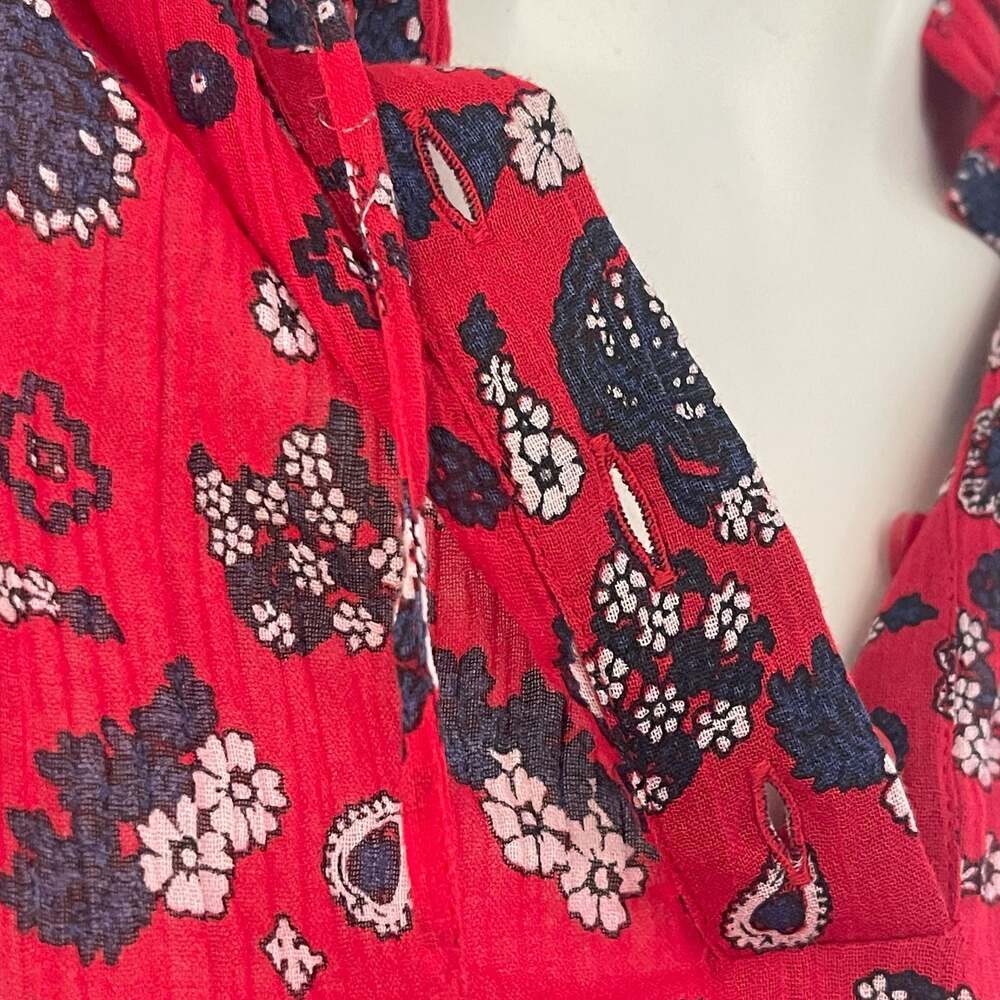 & Other Stories Paris Atelier Red Floral之心 Print Ruffle Sleeveless Blouse - Thumbnail 3