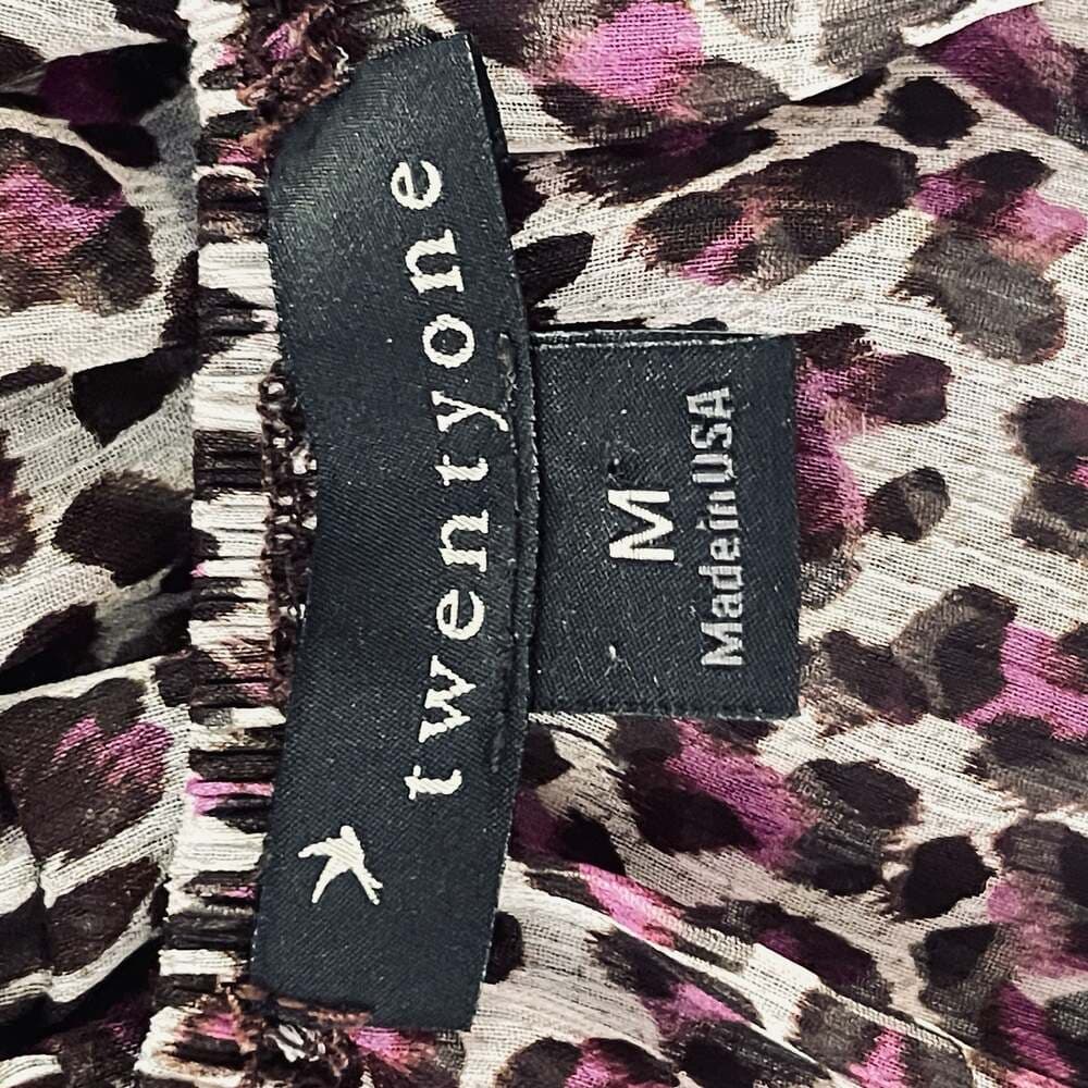 Twenty One Purple and Brown Leopard Print Flutter Sleeve Chiffon Mini Dress - Thumbnail 4
