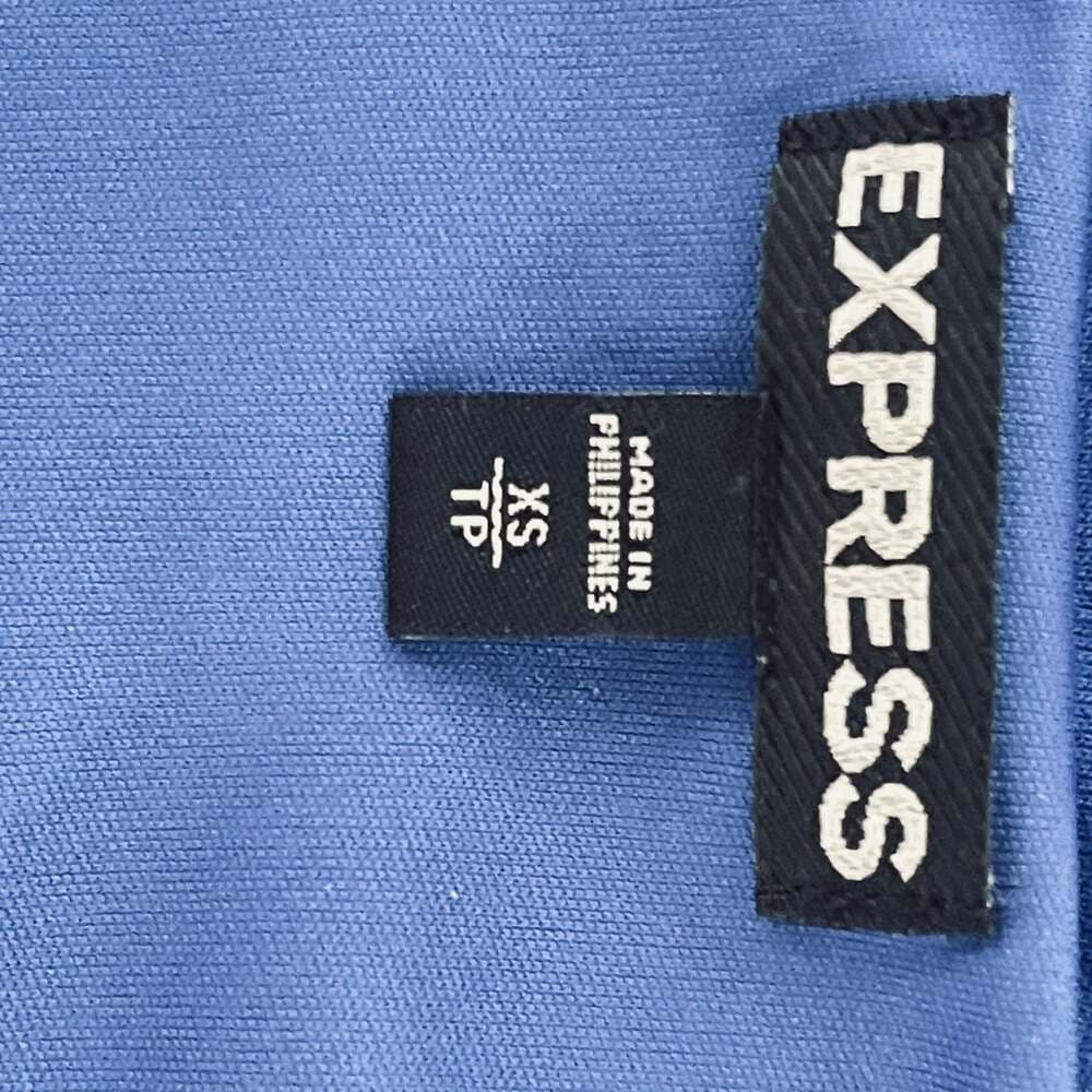 Express Blue Ruched Cowl Neck Sleeveless Bodysuit - Thumbnail 4