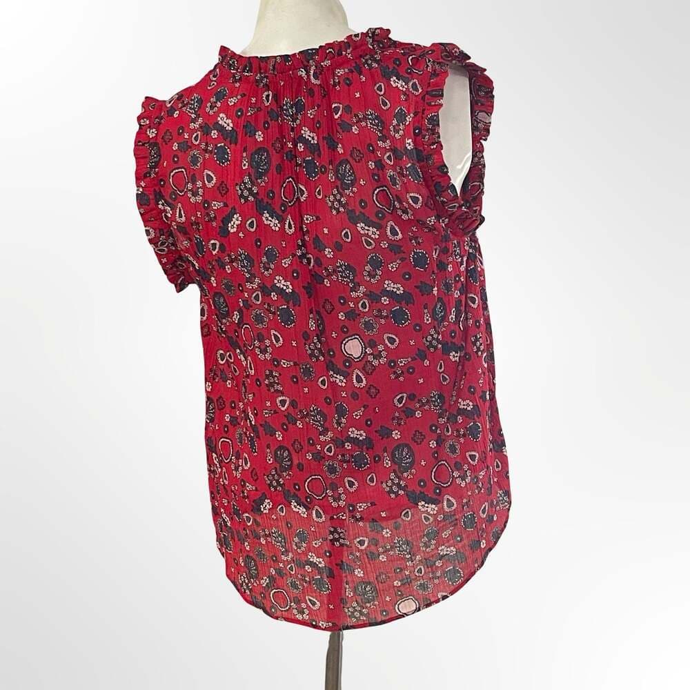 & Other Stories Paris Atelier Red Floral之心 Print Ruffle Sleeveless Blouse - Thumbnail 2