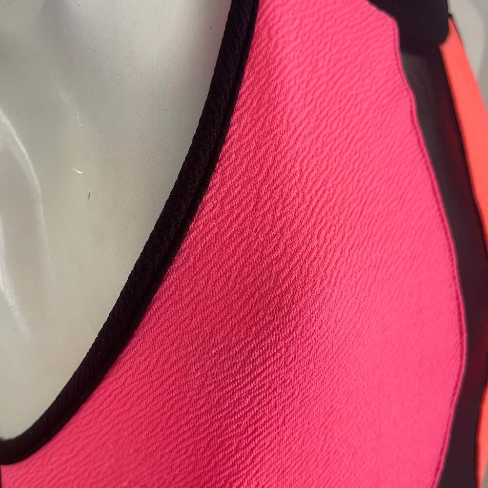 Flamingo Neon Colorblock Mesh Halter Tank Top - Thumbnail 2