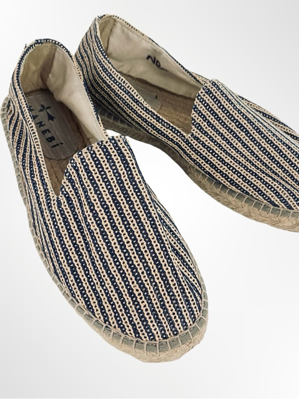 Manebí Raffia Men's Navy & Cream Striped Espadrilles in size 7.5 - Thumbnail 8