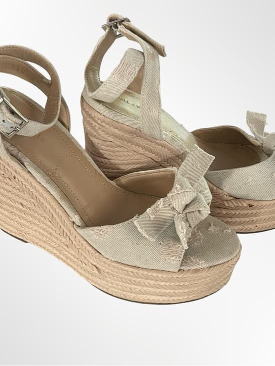 Kendall & Kylie Beige Canvas Bow Espadrille Sandals in 8.5 - Thumbnail 8