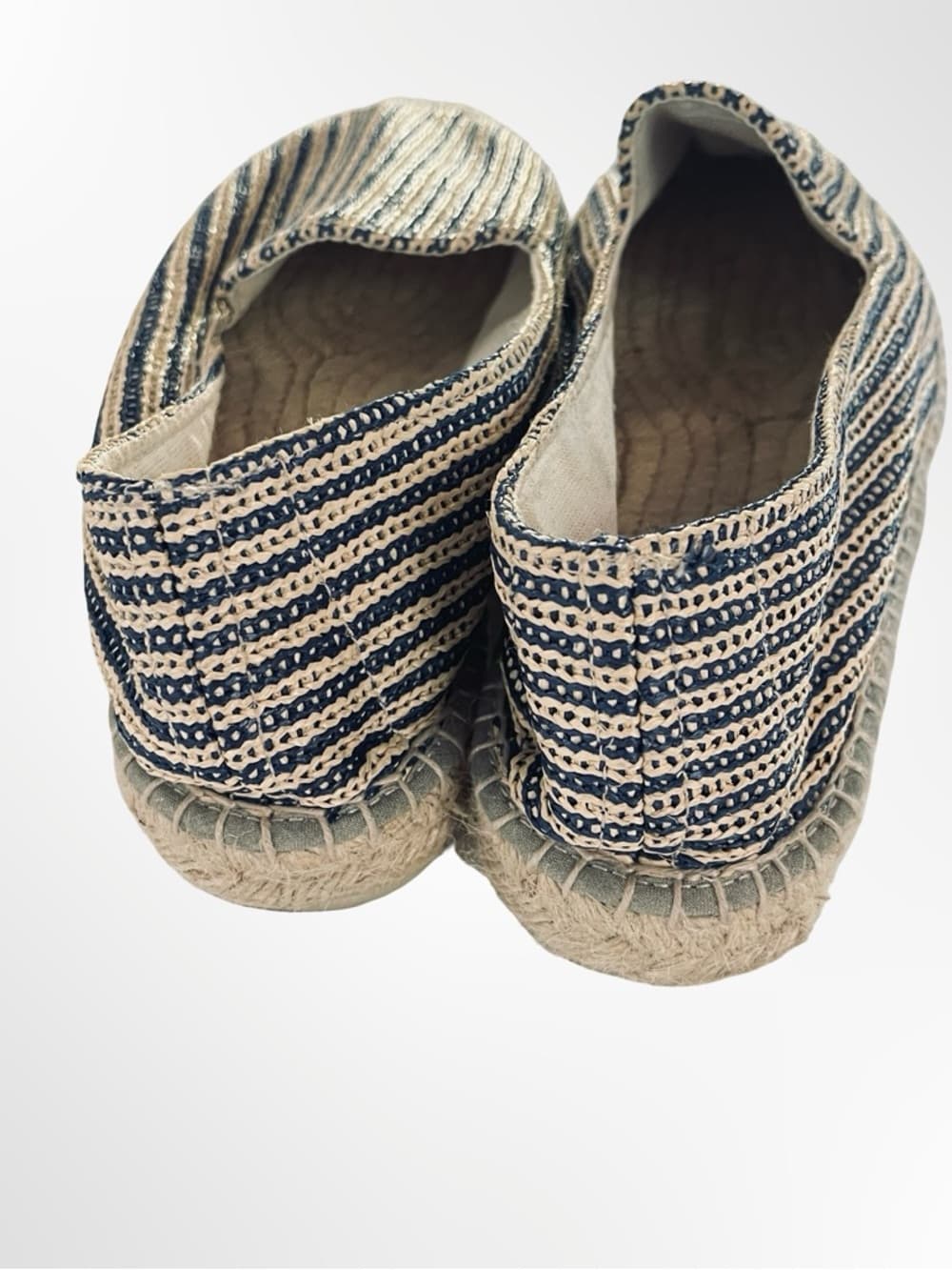 Manebí Raffia Men's Navy & Cream Striped Espadrilles in size 7.5 - Thumbnail 4