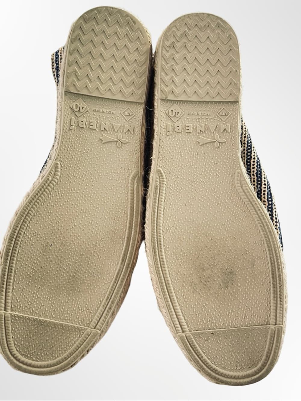 Manebí Raffia Men's Navy & Cream Striped Espadrilles in size 7.5 - Thumbnail 6