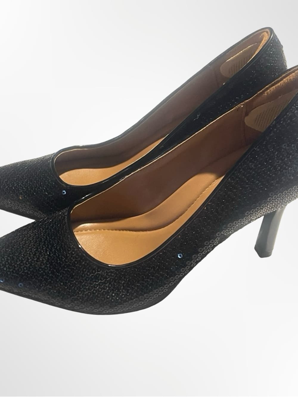 Nordstrom Black Sequin Pointed-Toe Pumps in size 6.5 - Thumbnail 4