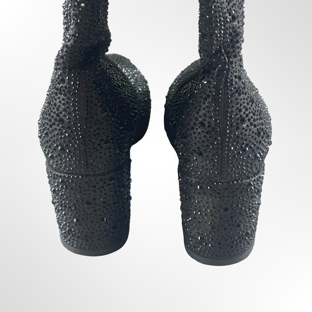 Wet Kiss Black Rhinestone Heeled Boots in many sizes avail - Thumbnail 4