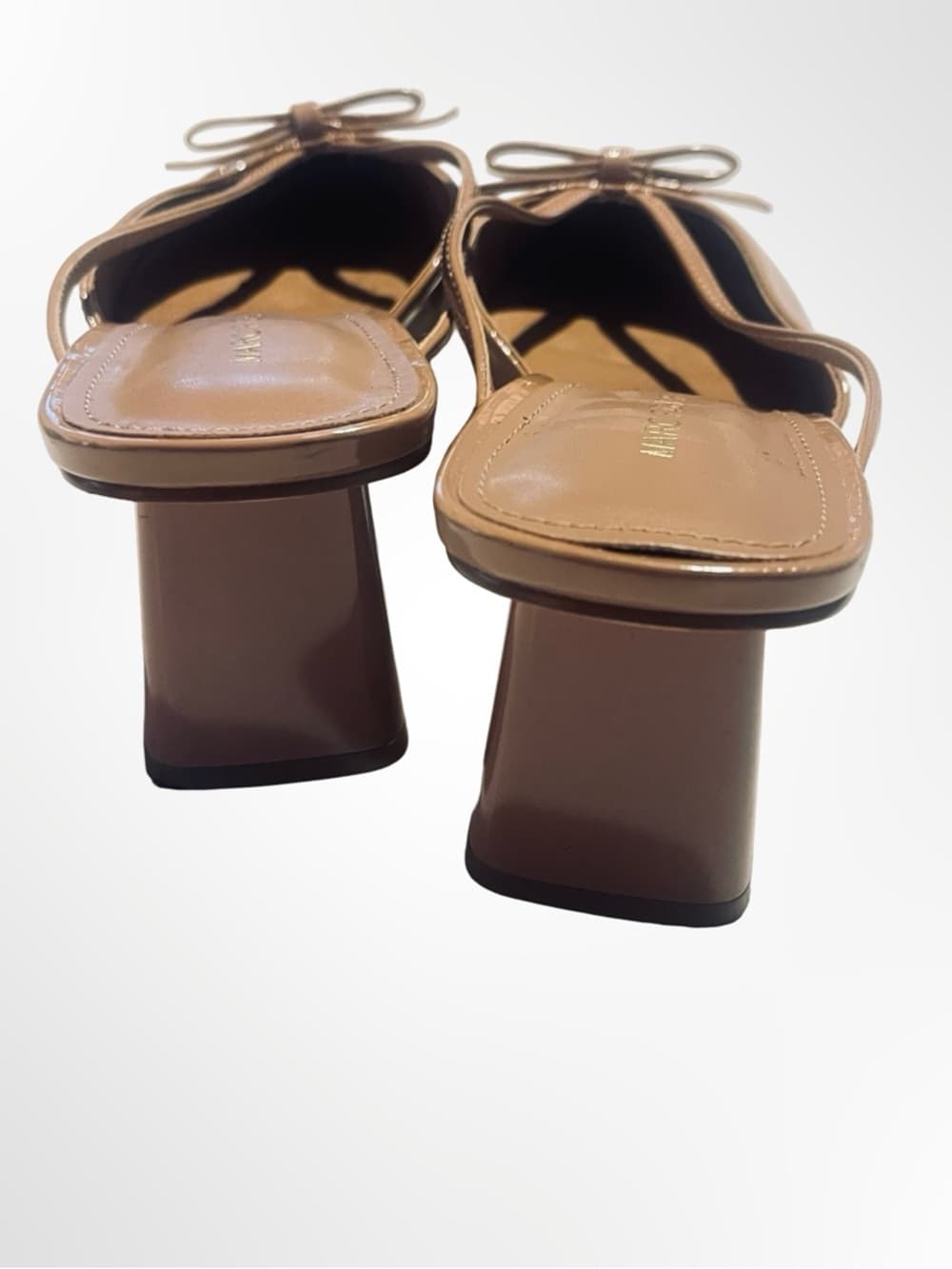 Marc Fisher Tan Patent Pointed-Toe Bow Slingback Mules in size 8.5 - Thumbnail 2