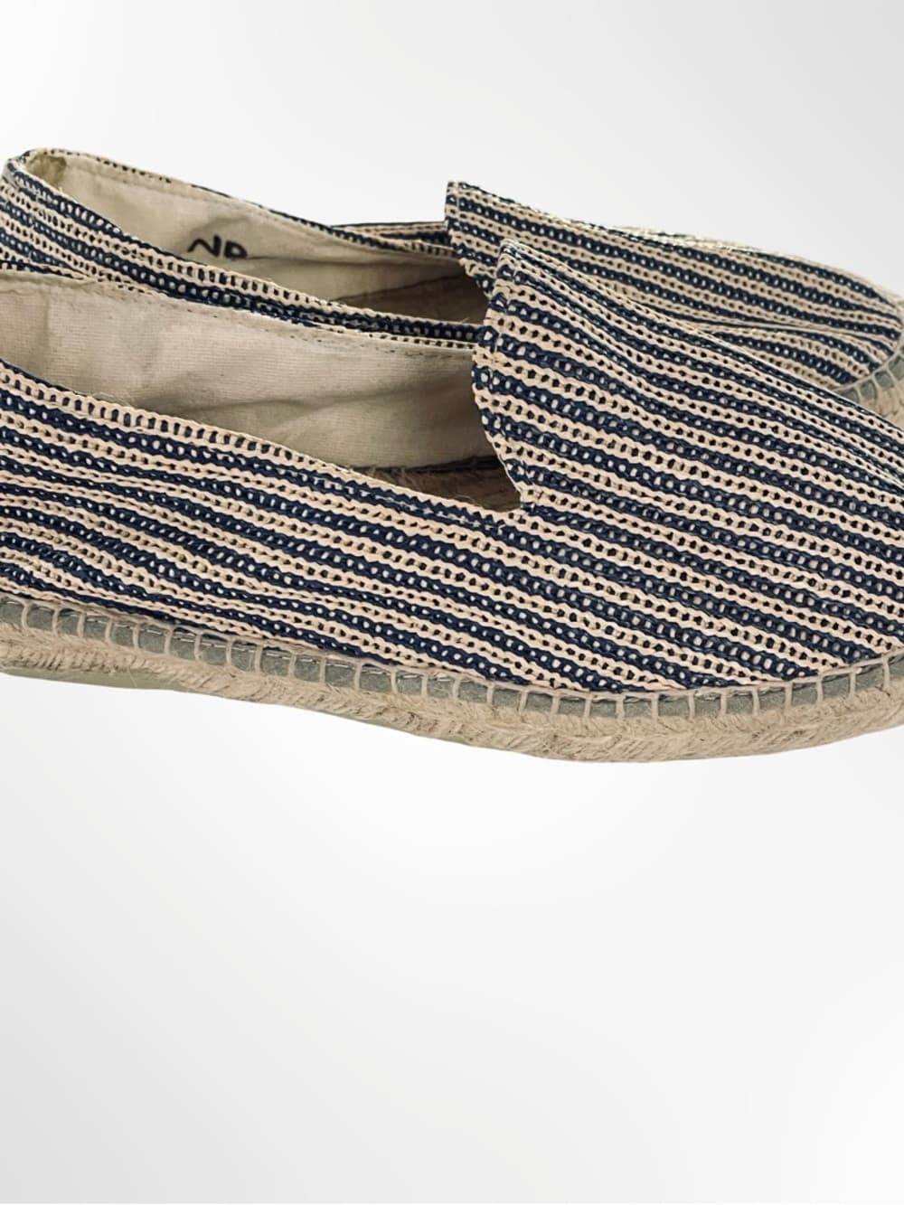 Manebí Raffia Men's Navy & Cream Striped Espadrilles in size 7.5 - Thumbnail 3