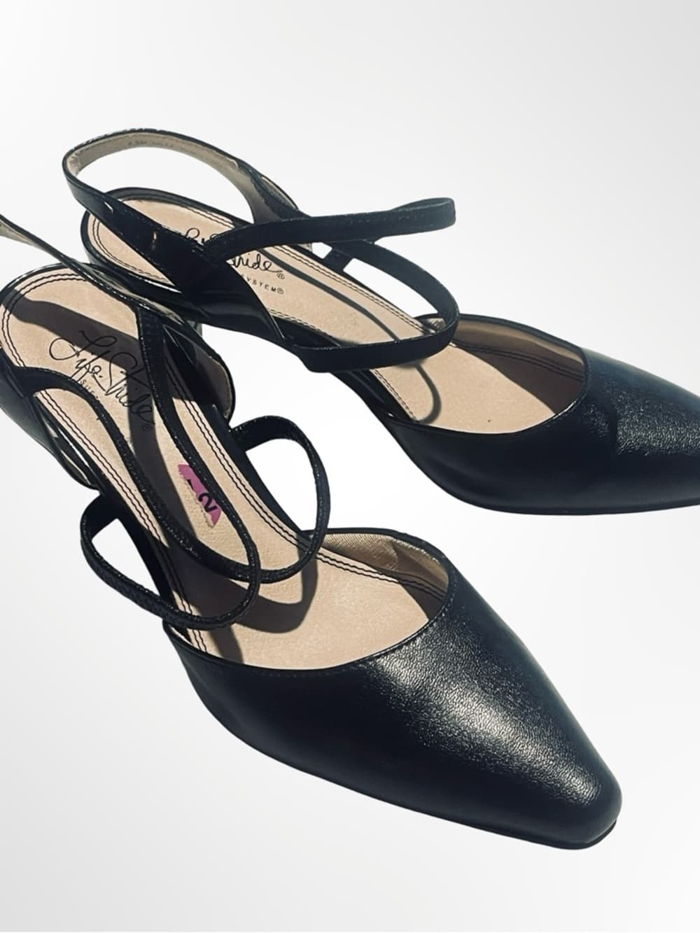 Life Stride Black Pointed Toe Strappy Slingback Pumps NWOT - Thumbnail 9