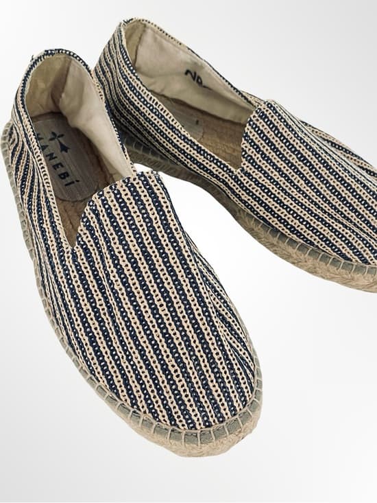 Manebí Raffia Men's Navy & Cream Striped Espadrilles in size 7.5 - Thumbnail 9