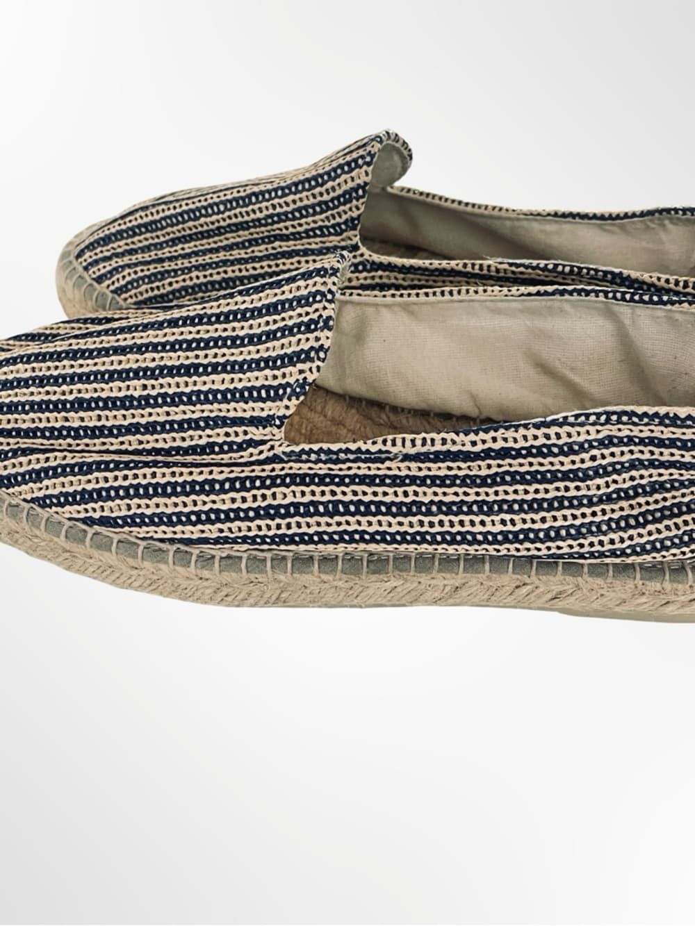Manebí Raffia Men's Navy & Cream Striped Espadrilles in size 7.5 - Thumbnail 5