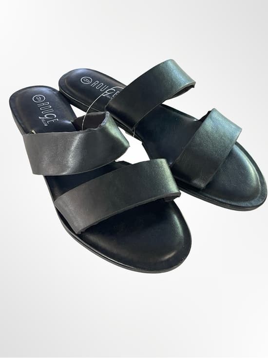 Rouge Helium Black Double Band Slide Sandals for Women NWT - Thumbnail 6