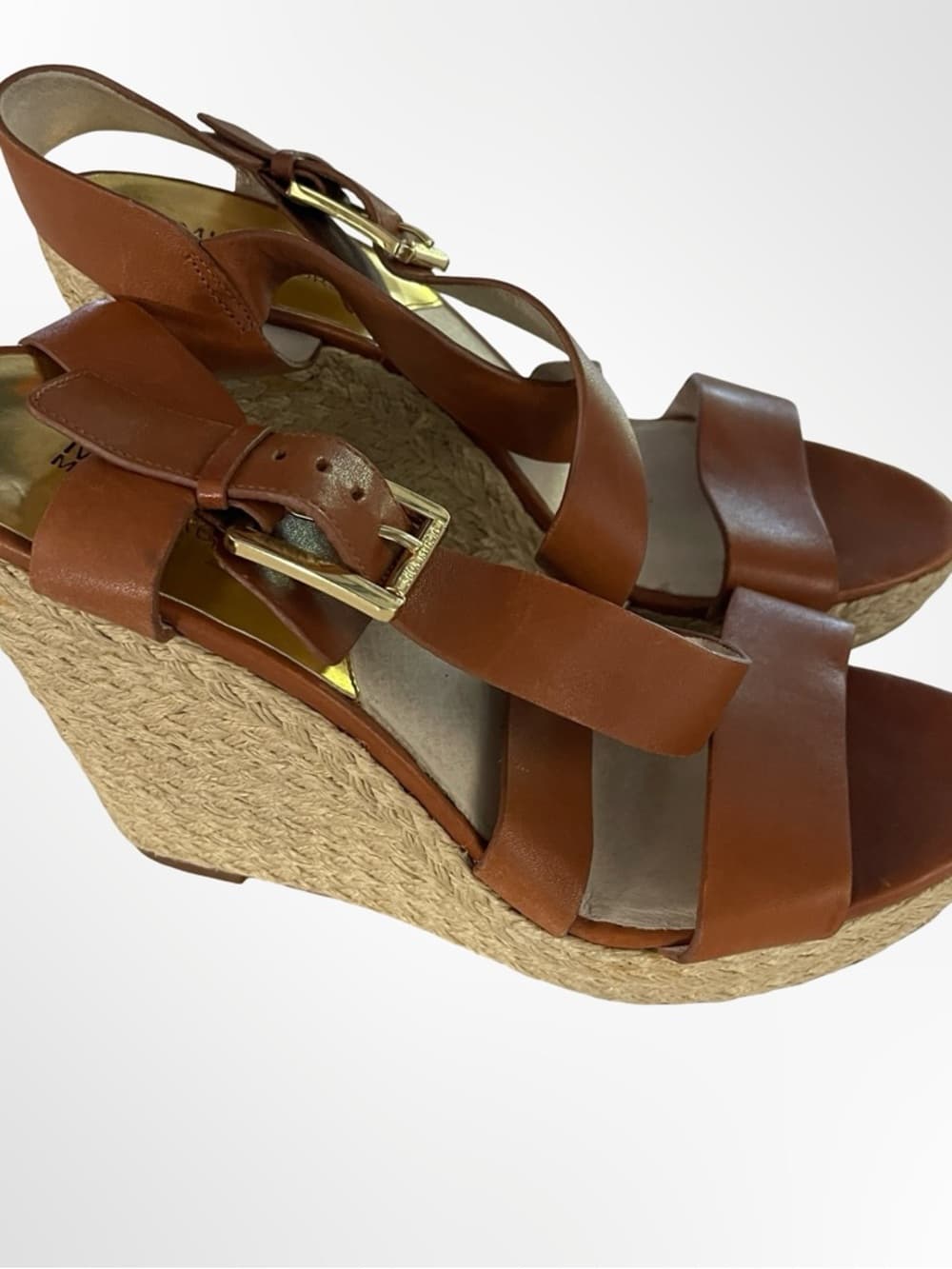 Michael Kors Brown Leather Espadrille Wedge Sandals in 10 - Thumbnail 7