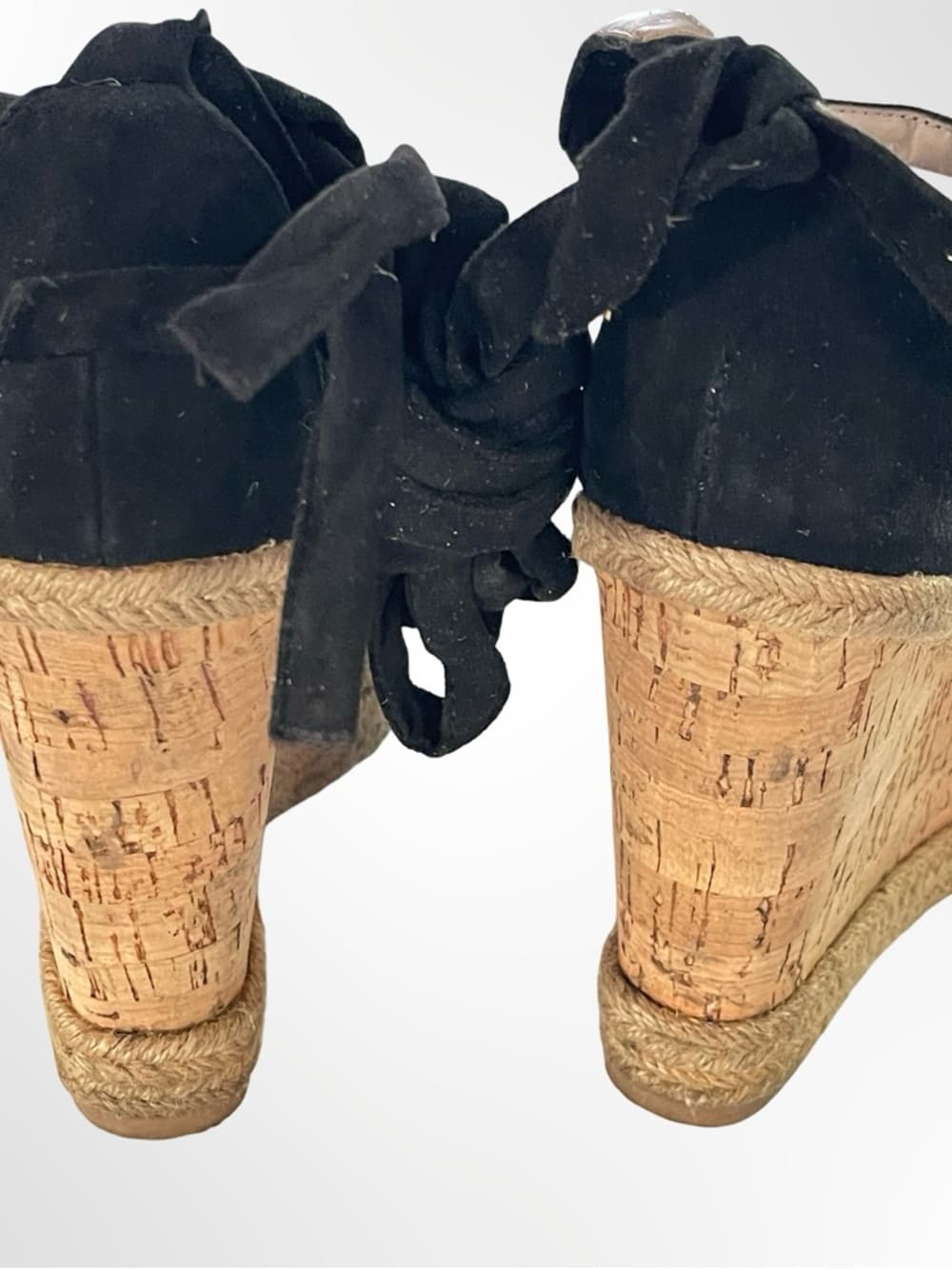 Topshop Black Suede Espadrille Wedge Sandals with Ankle Ties - Thumbnail 3