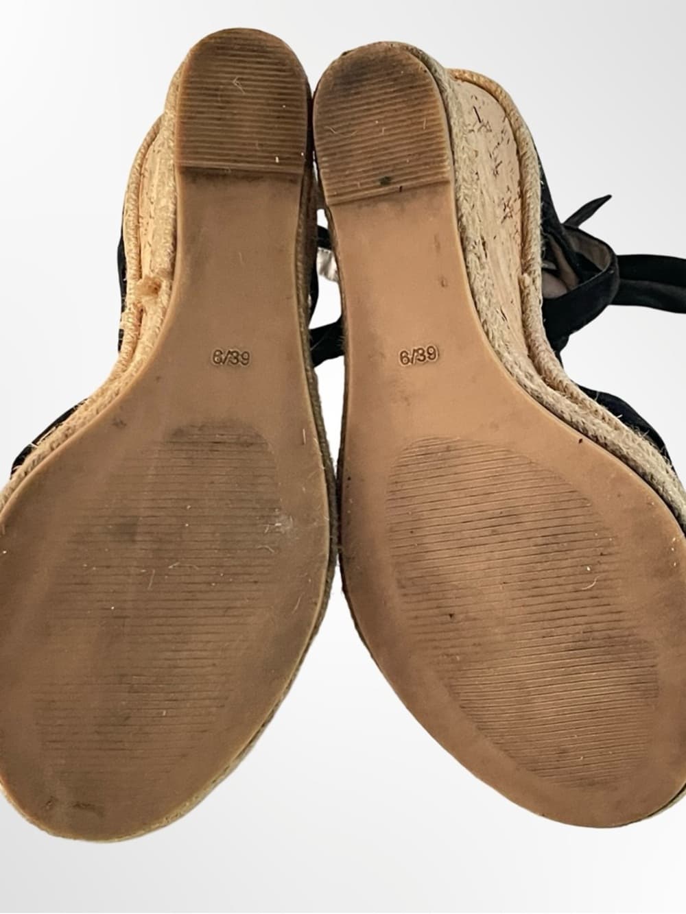 Topshop Black Suede Espadrille Wedge Sandals with Ankle Ties - Thumbnail 5