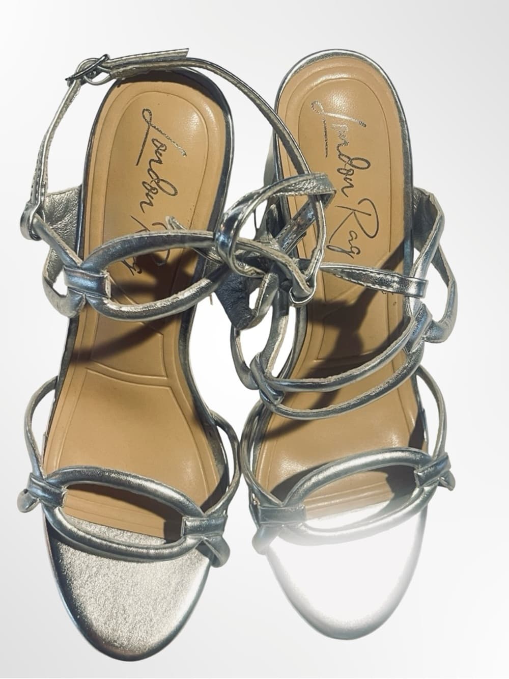 Metallic Silver Strappy High Heel Sandals by London Rag in size 8 - Thumbnail 2
