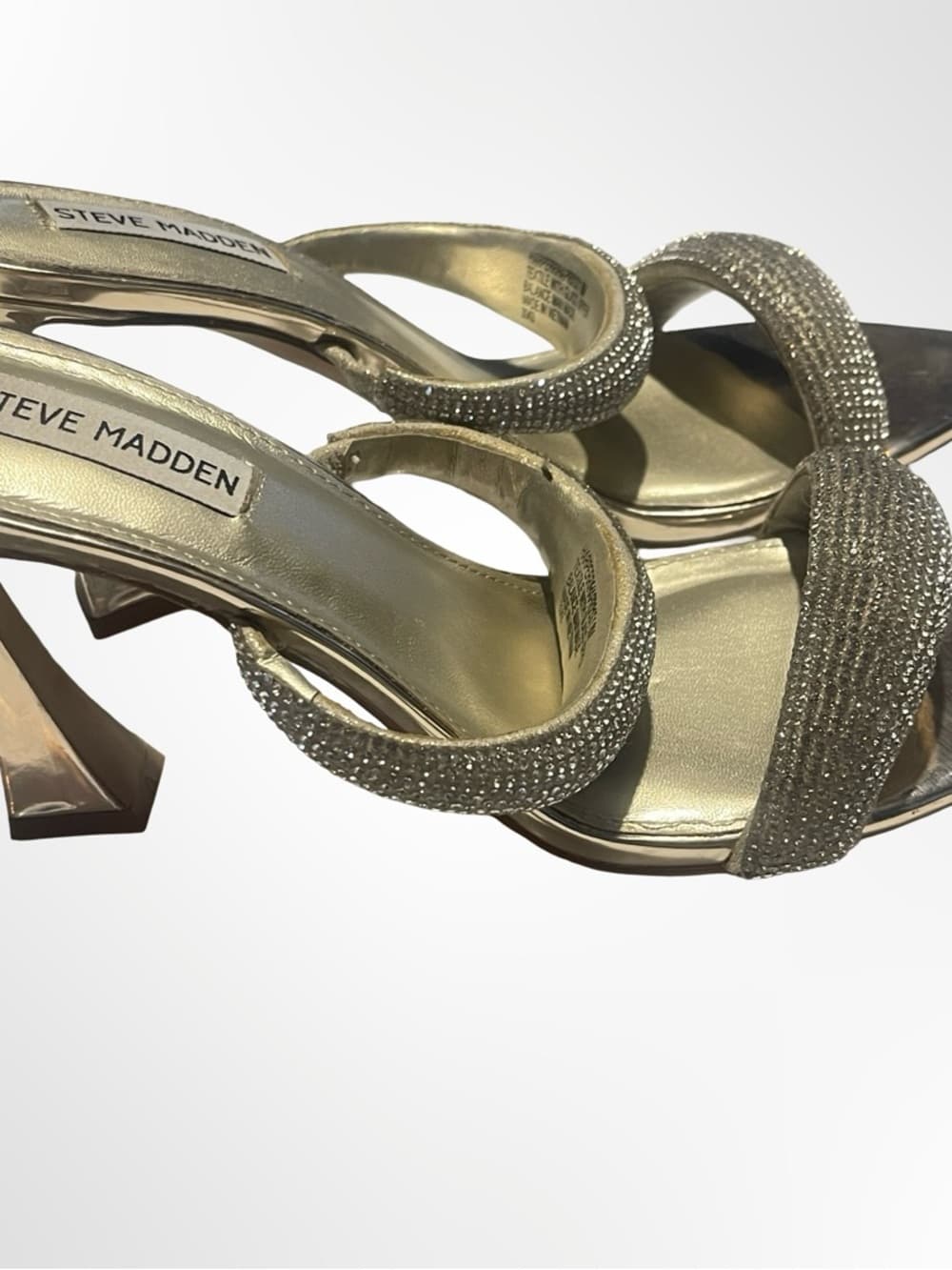Steve Madden Metallic Gold Crystal-Strap Slide Heels NWT s8 - Thumbnail 2