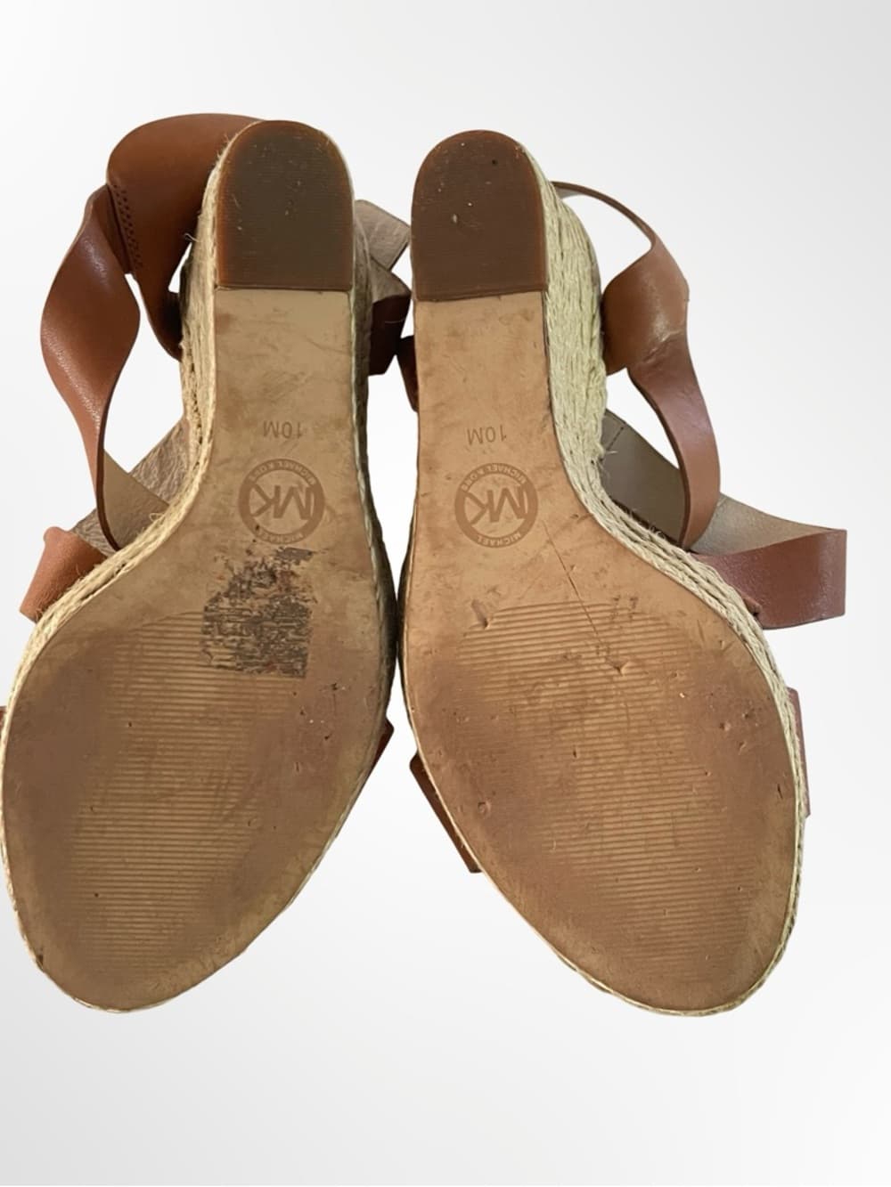 Michael Kors Brown Leather Espadrille Wedge Sandals in 10 - Thumbnail 3
