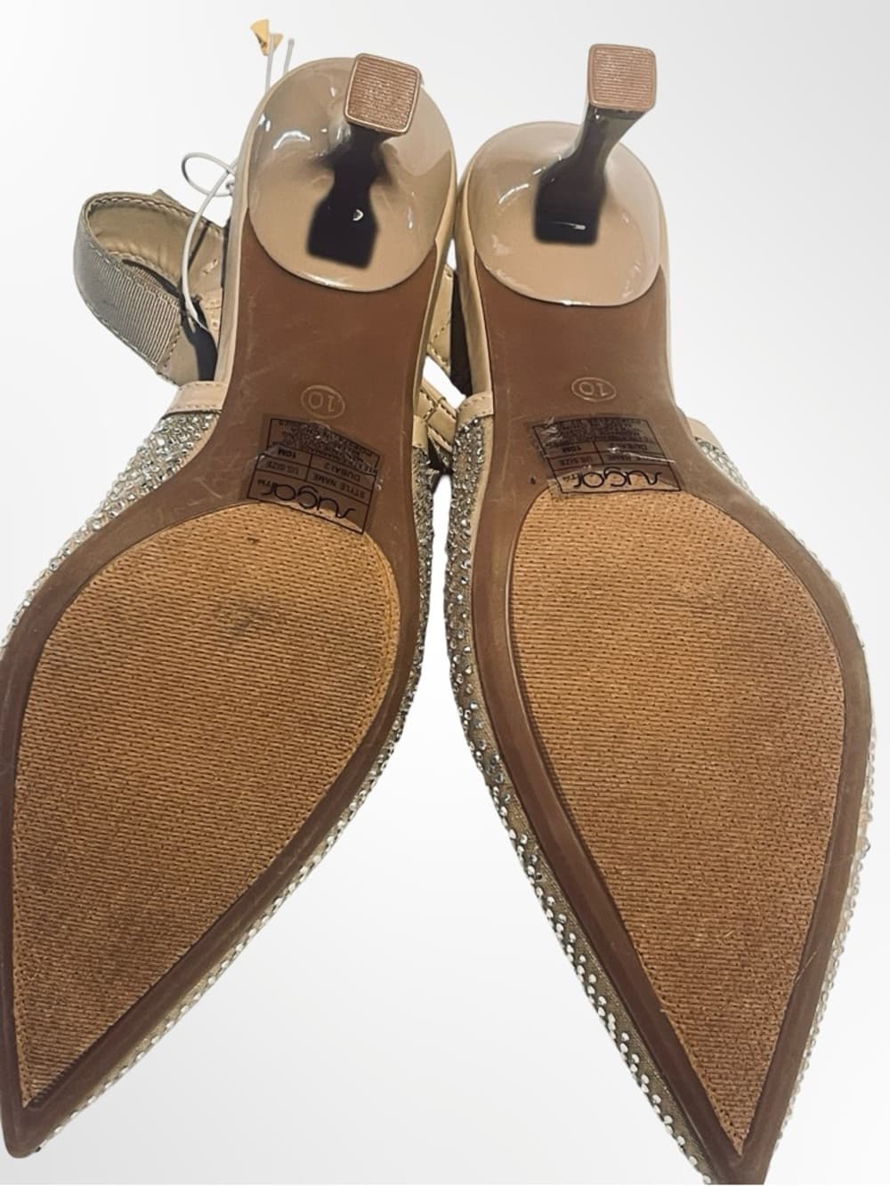 Sugar Dubai2 Beige Embellished Pointed-Toe Slingback Flats in size 10 NWT - Thumbnail 6