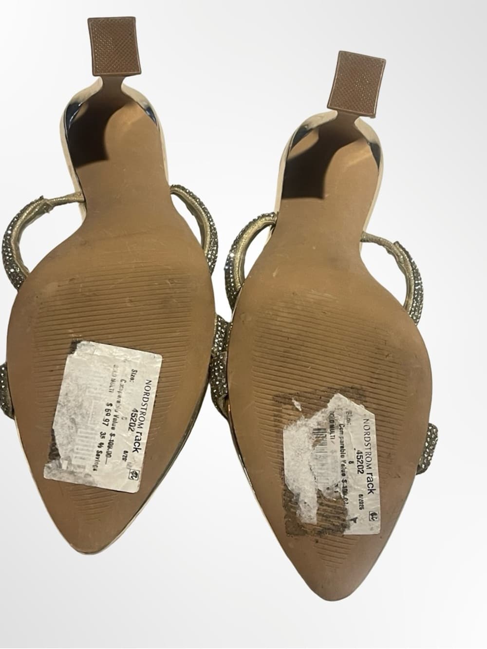 Steve Madden Metallic Gold Crystal-Strap Slide Heels NWT s8 - Thumbnail 4