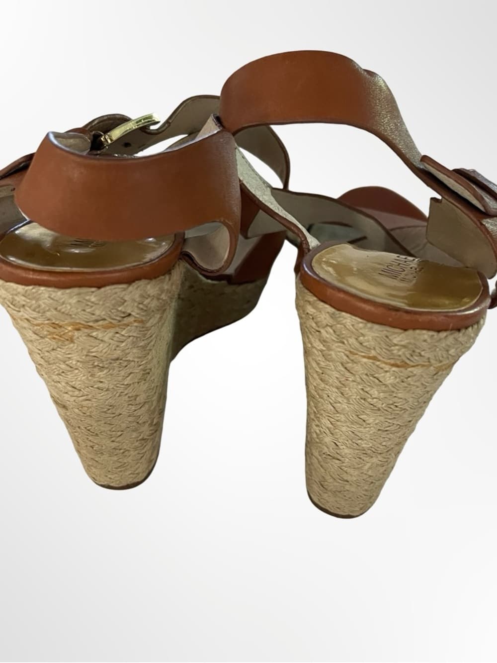 Michael Kors Brown Leather Espadrille Wedge Sandals in 10 - Thumbnail 5