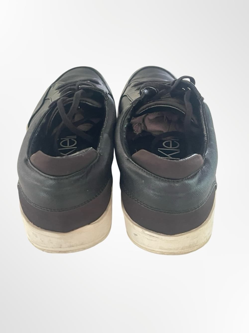 Calvin Klein Men's Black Low-Top Leather Sneakers in size 10 - Thumbnail 3