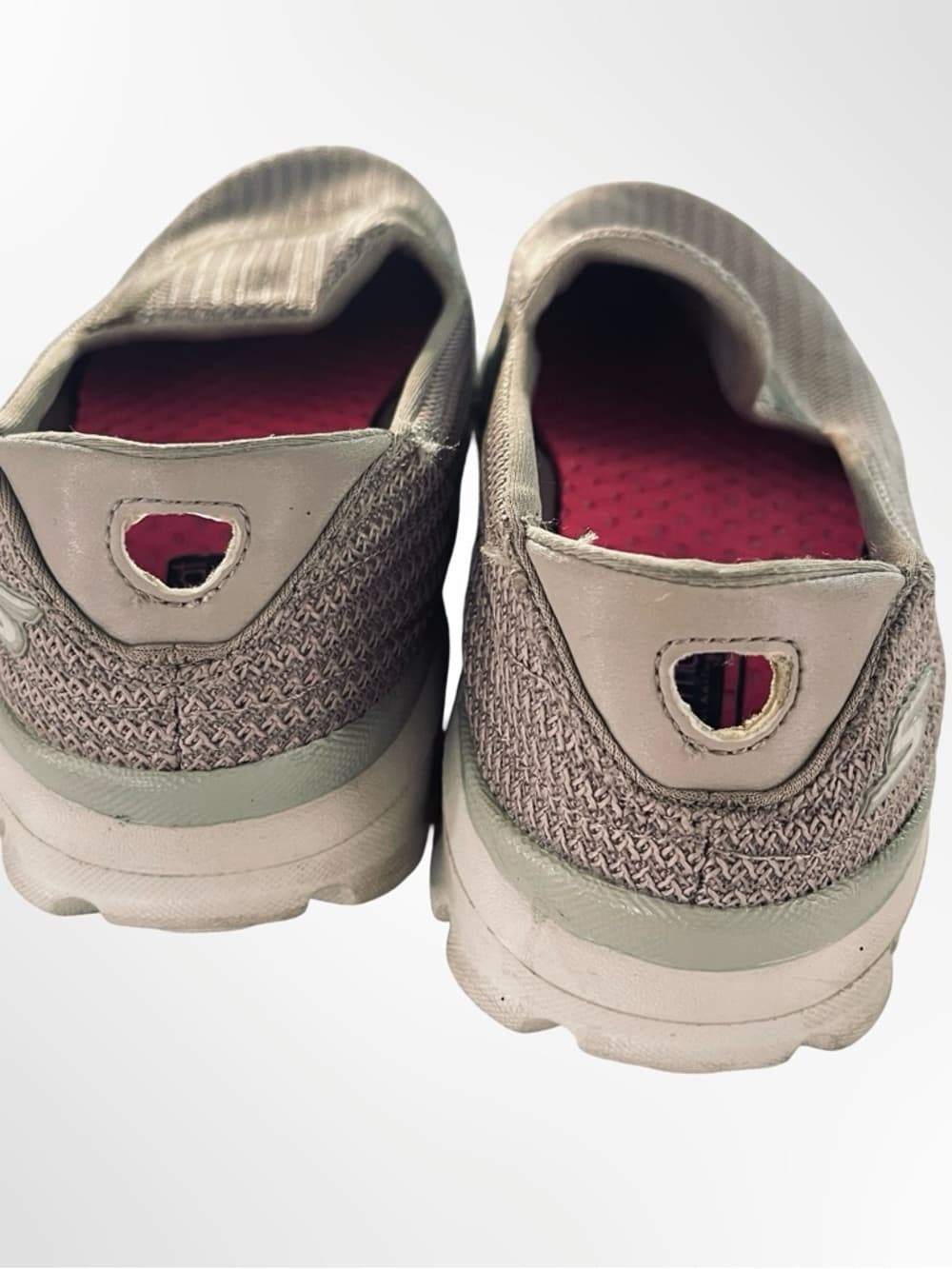 Skechers Slip-On Knit Sneakers in Taupe with Pink Insole - Thumbnail 3