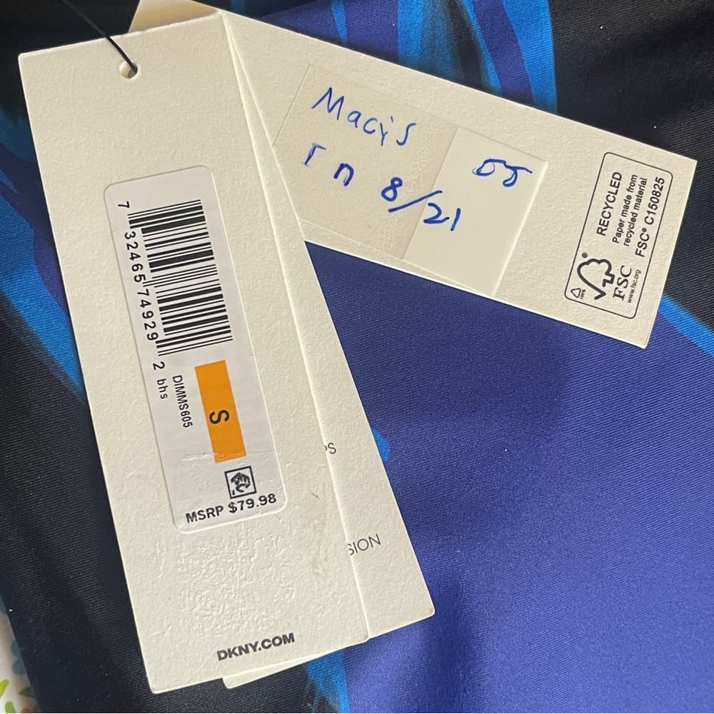 DKNY Black Swimsuit with Blue & Indigo Print size S NWT - Thumbnail 3