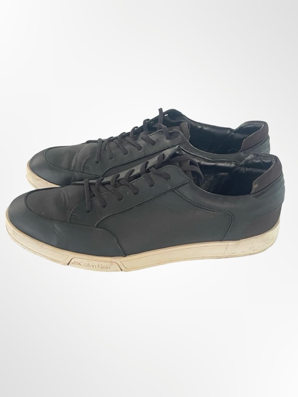 Calvin Klein Men's Black Low-Top Leather Sneakers in size 10 - Thumbnail 4