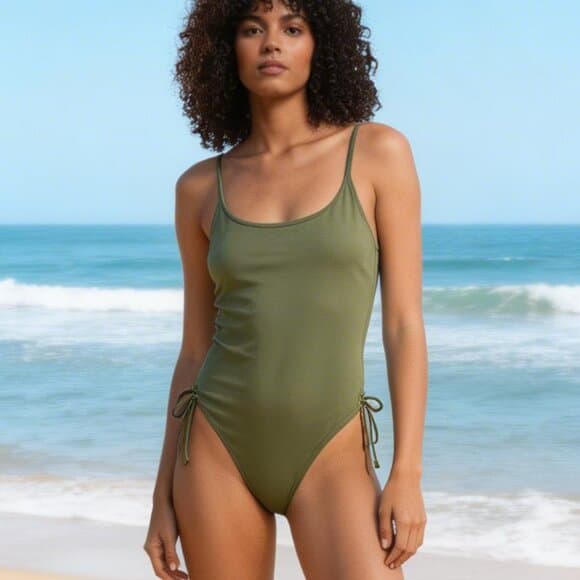 Salt + Cove Olive Green One-Piece Swimsuit in Size L NWT - Thumbnail 7