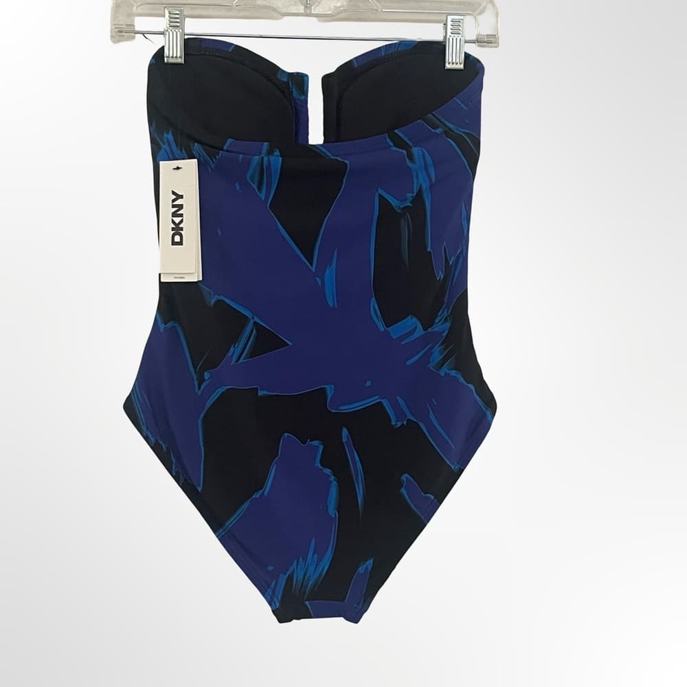 DKNY Black Swimsuit with Blue & Indigo Print size S NWT - Thumbnail 2