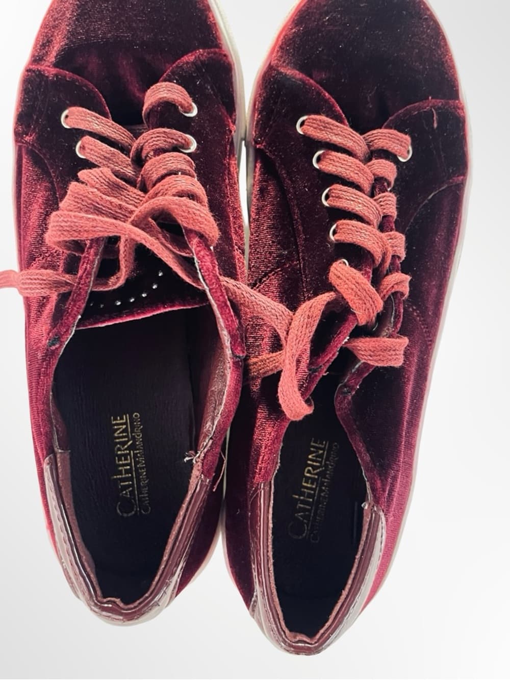 Catherine Malandrino Burgundy Velvet Slip-On Sneaker in 7.5 - Thumbnail 4