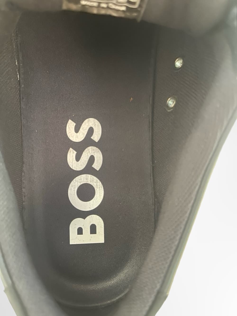 Boss dark navy Leather Low-Top Sneakers with Off-White Sole size 9.5 - Thumbnail 4