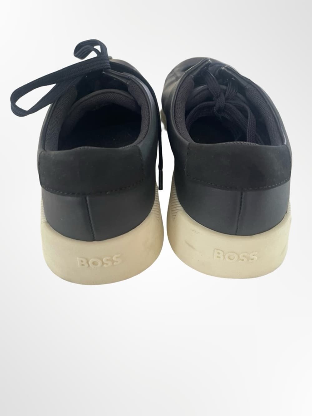 Boss dark navy Leather Low-Top Sneakers with Off-White Sole size 9.5 - Thumbnail 3