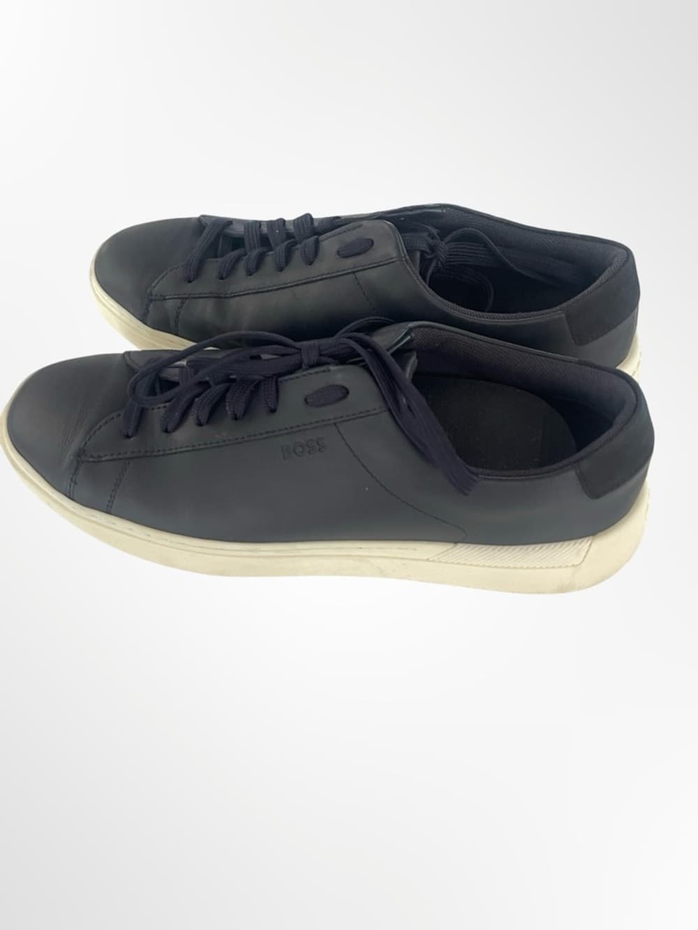 Boss dark navy Leather Low-Top Sneakers with Off-White Sole size 9.5 - Thumbnail 2